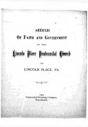 Articles of Faith and Government of the Lincoln Place Pentecostal Church of Lincoln Place, PA. 1904