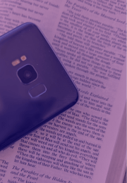 English Bible with Cell Phone Purple