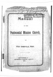 Manual of the Pentecostal Mission Church, of West Somerville, Mass. 1901