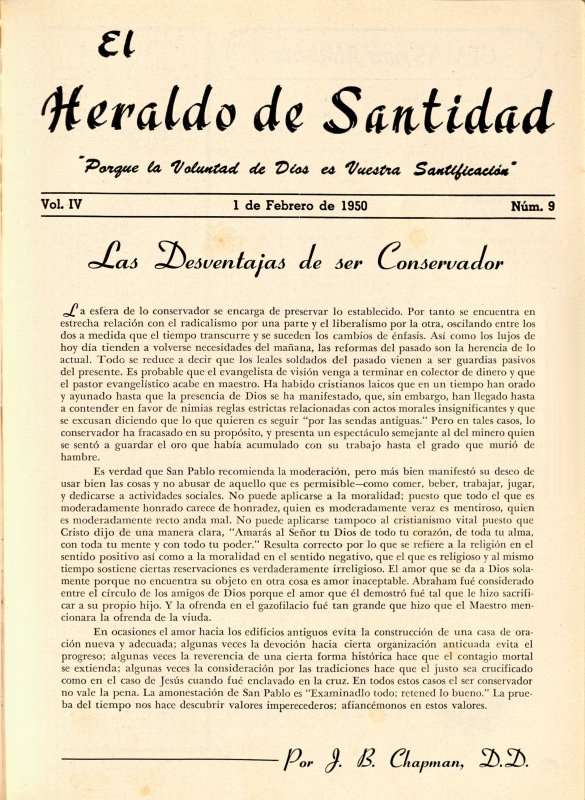 Portada: Las desventajas de ser conservador, J. B. Chapman