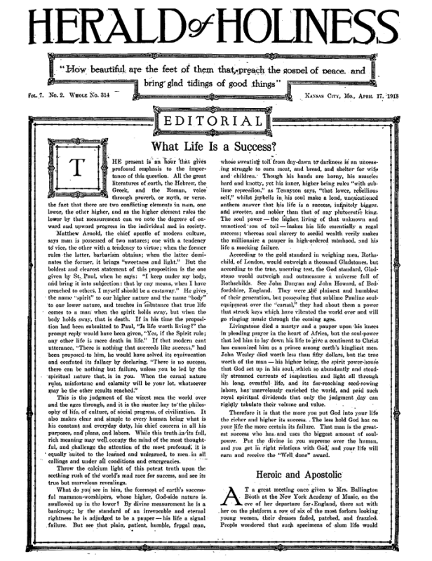 Title Page of Herald of Holiness - April 17, 1918