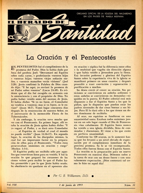 Portada: La oración y el Pentecostés, G. B. Williamson