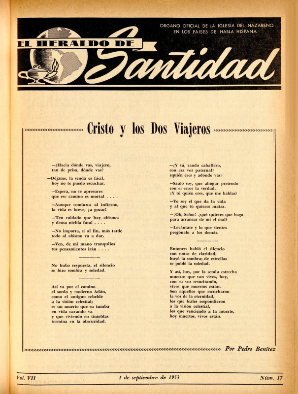 Portada, Cristo y los dos viajeros, Pedro Benítez