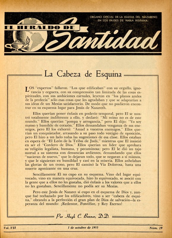 Portada: La cabeza de la esquina, Hugh C. Benner