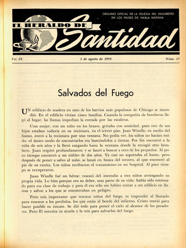 Portada: Salvados del fuego, Anónimo