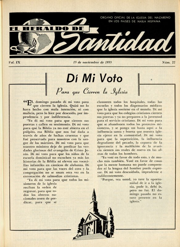 Portada: Di mi voto para que cierren la iglesia, Anónimo