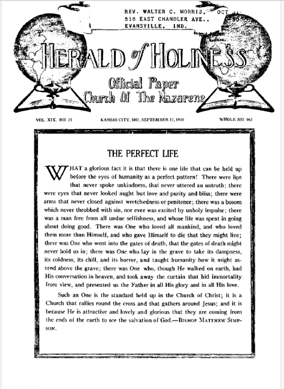 Front page of Herald of Holiness - September 17, 1930
