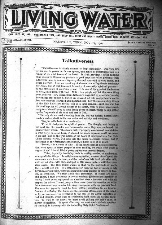 Living Water, November 14, 1907