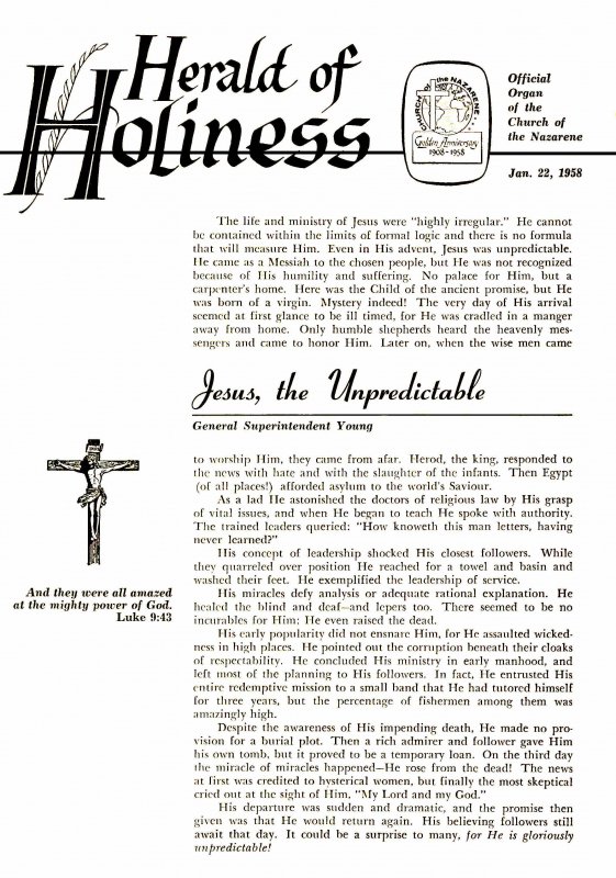 Herald of Holiness - January 22, 1958