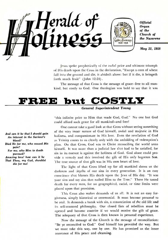 Herald of Holiness - May 21, 1958