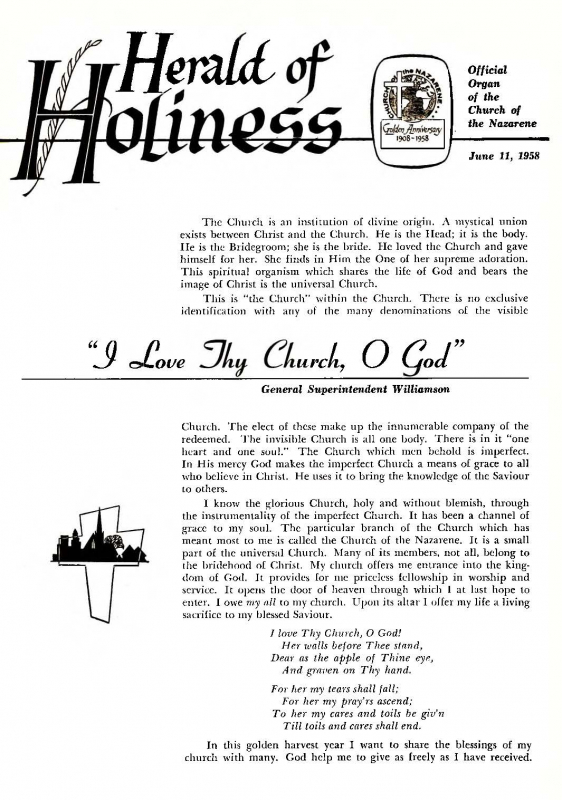 Herald of Holiness - June 11, 1958