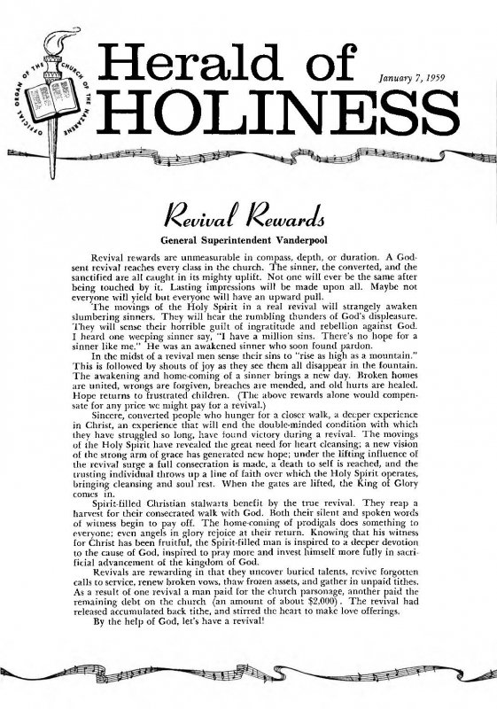 Herald of Holiness - January 7, 1959