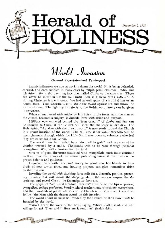 Herald of Holiness - November 25, 1959