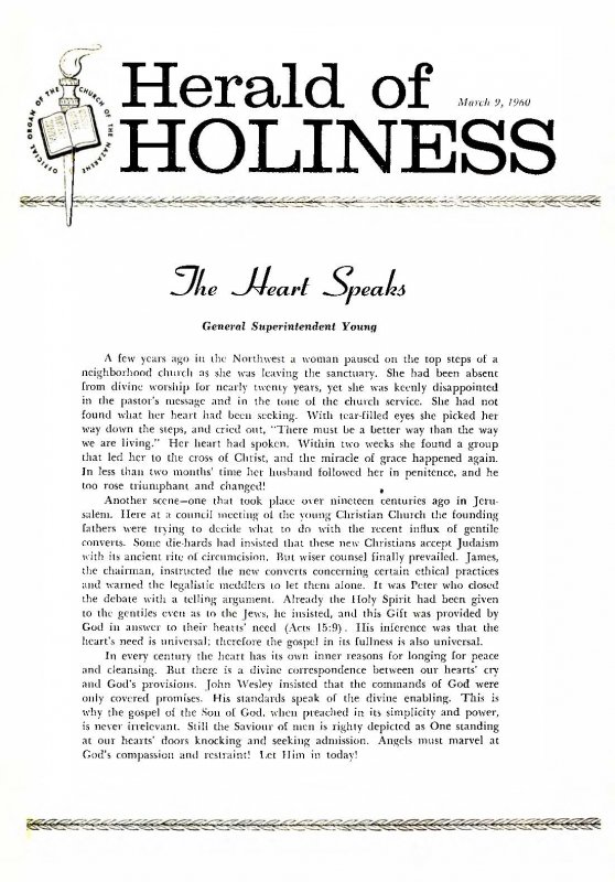 Herald of Holiness - March 9, 1960