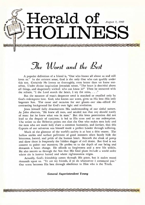 Herald of Holiness - August 3, 1960