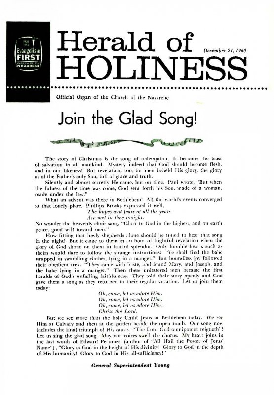 Herald of Holiness - December 21, 1960