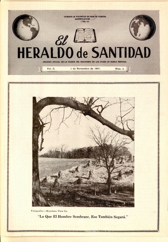 El Heraldo de Santidad, 1 de Noviembre 1947, Vol 2 N°3