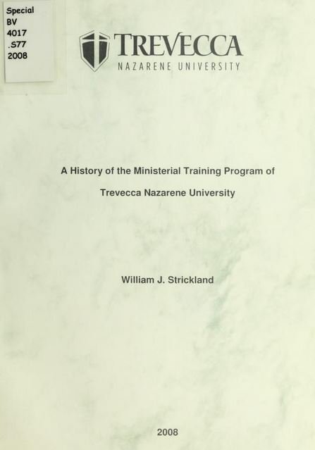 A History of the Ministerial Training Program of Trevecca Nazarene University