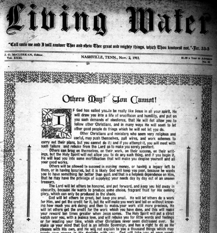 Living Water, Nov. 2, 1911