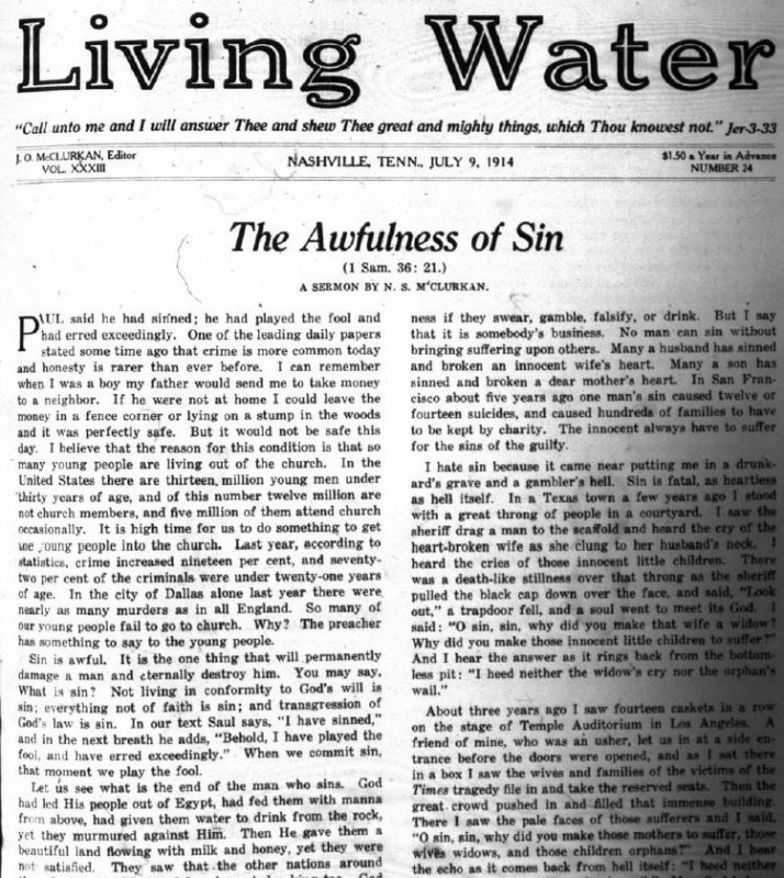 Living Water, July 9, 1914