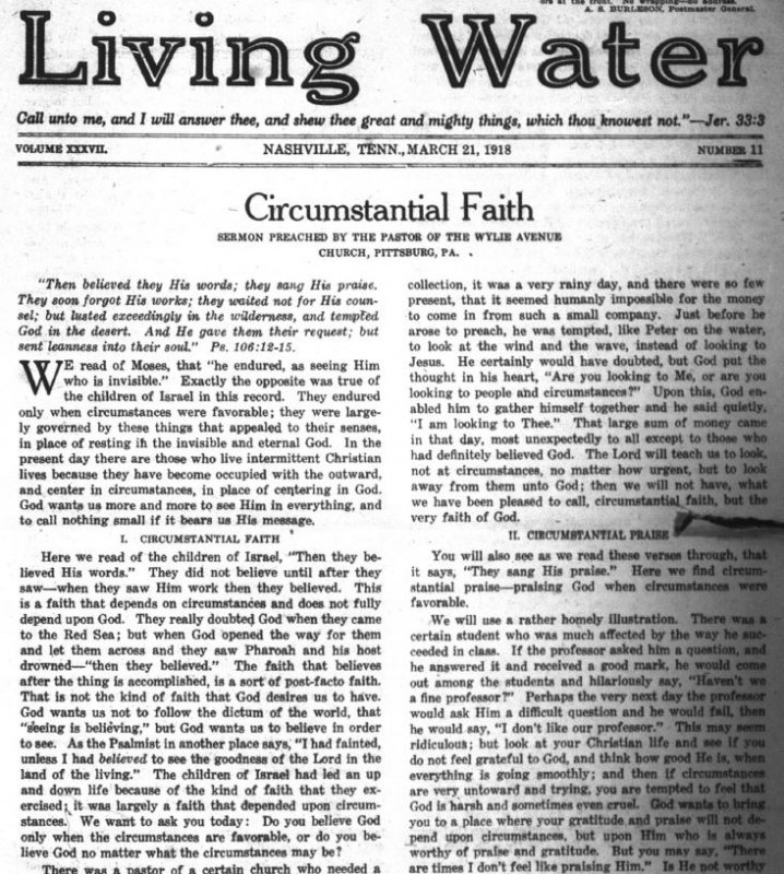 Living Water, Mar. 21, 1918