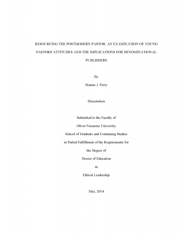 Resourcing the Postmodern Pastor: An Examination of Young Pastors’ Attitudes and the Implications for Denominational Publishers