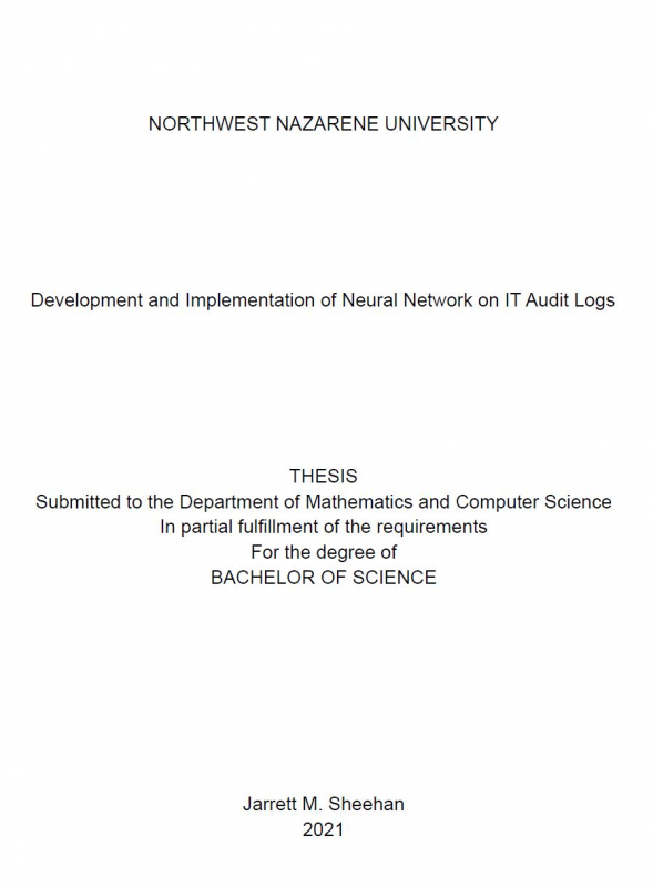 Development and Implementation of Neural Network on IT Audit Logs