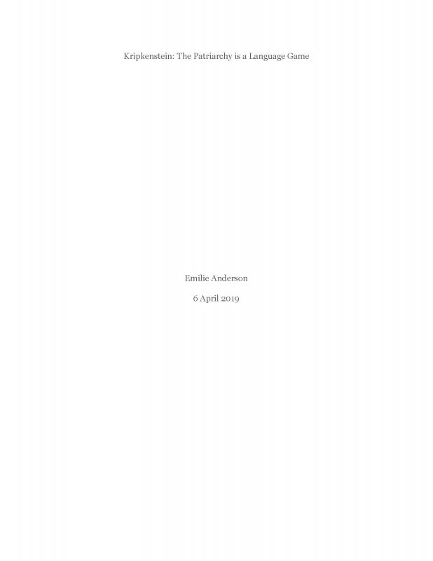 Kripkenstein: The Patriarchy Is a Language Game